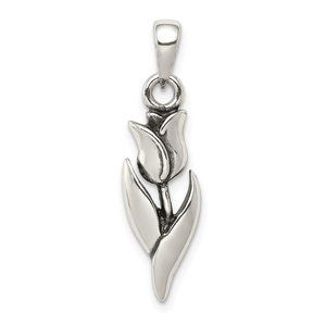 Sterling Silver Antiqued Tulip Pendant New Charm